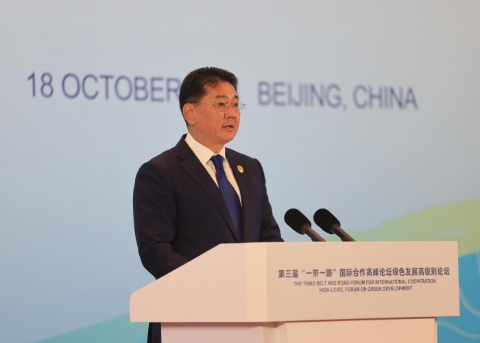 Монгол Улсын Ерөнхийлөгч У.Хүрэлсүх “Бүс ба Зам” олон улсын хамтын ажиллагааны дээд түвшний чуулга уулзалтад үг хэллээ