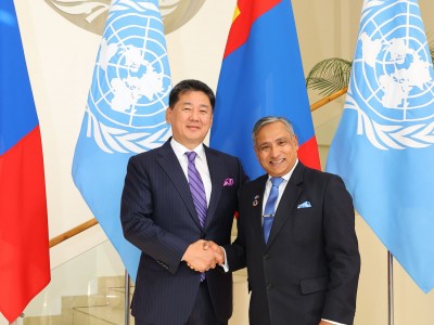 Монгол Улсын Ерөнхийлөгч У.Хүрэлсүх НҮБ-ын байранд зочиллоо