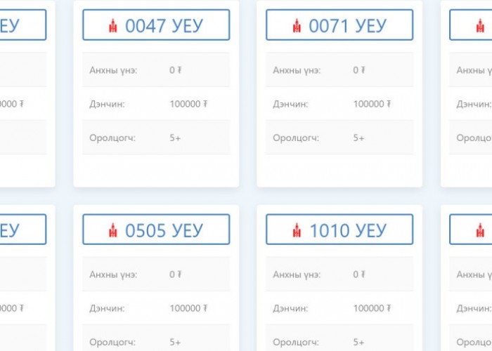 Тээврийн хэрэгслийн улсын дугаарын цахим дуудлага худалдаа өнөөдөр болно