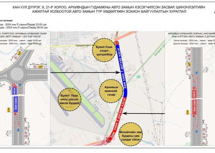Баасан гарагт Нисэхийн тойргоос Хөшигийн хөндийн хурдны зам хүртэлх хөдөлгөөнийг хаана
