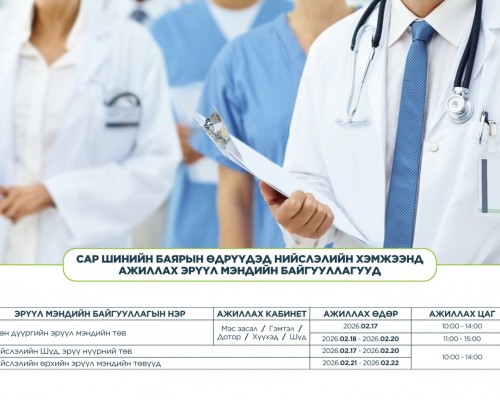 Сар шинийн өдрүүдэд эмнэлгүүдийн ажиллах цагийн хуваарь