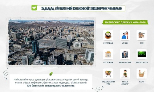 Дараах  100 бизнесийг зөвшөөрөл, бүртгэл зэргээс чөлөөллөө
